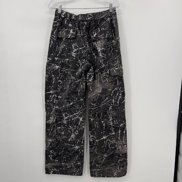 Fashion Nova Eye of the Storm Cargo Pants Black Metallic Paint Splatter Print L - Picture 6 of 16